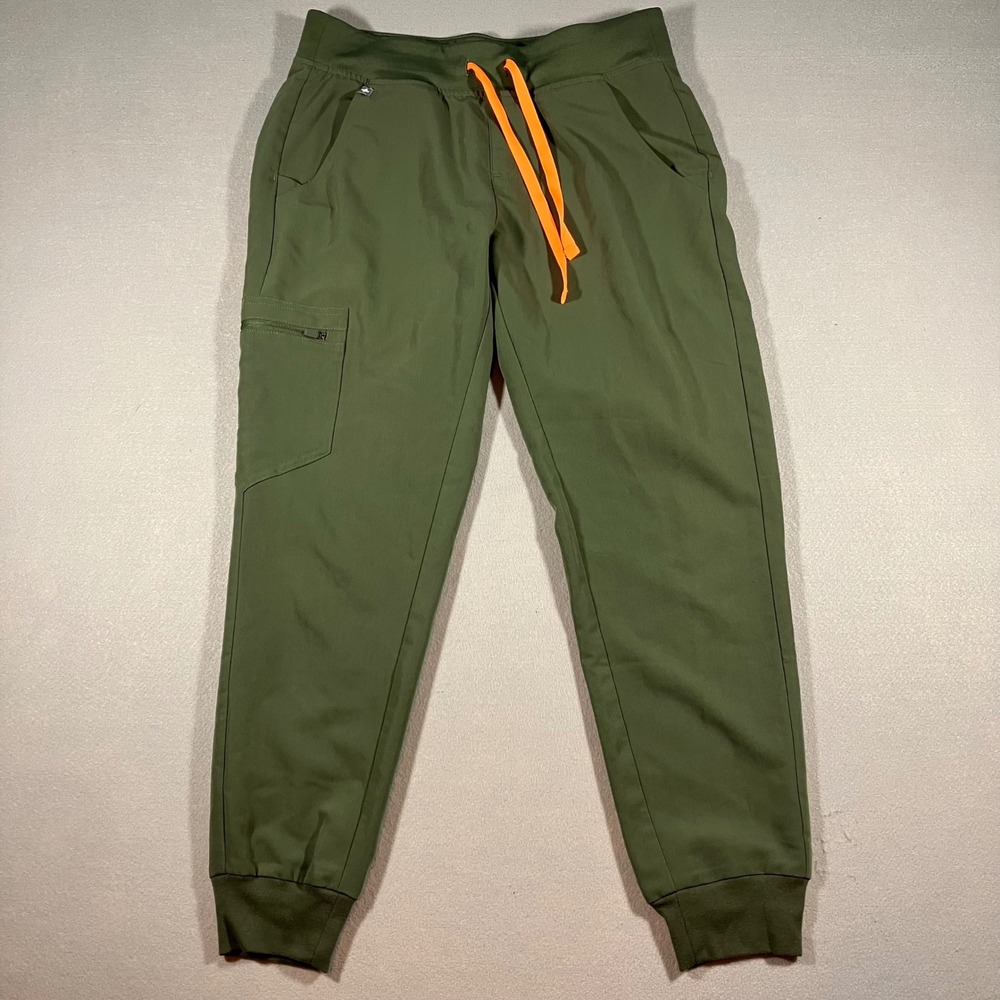 FIGS Zamora Jogger Scrub Pants Moss Green Orange Drawstring Women S Healthcare